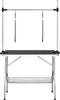 vidaXL - Hondentrimtafel - verstelbaar - met - 2 - lussen - en - opbergschap
