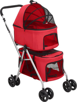 vidaXL - Hondenwagen - 2-laags - inklapbaar - 83x48x97 - cm - oxford - stof - rood