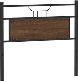 vidaXL - Hoofdbord - 100 - cm - bewerkt - hout - en - staal - bruin - eikenkleurig