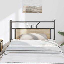 vidaXL - Hoofdbord - 100 - cm - spaanplaat - sonoma - eikenkleurig - en - staal