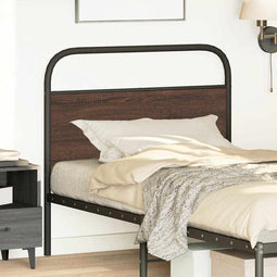vidaXL - Hoofdbord - 107 - cm - bewerkt - hout - en - staal - bruin - eikenkleurig