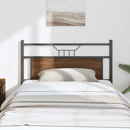 vidaXL - Hoofdbord - 107 - cm - bewerkt - hout - en - staal - bruin - eikenkleurig