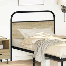 vidaXL - Hoofdbord - 107 - cm - staal - en - bewerkt - hout - sonoma - eikenkleurig