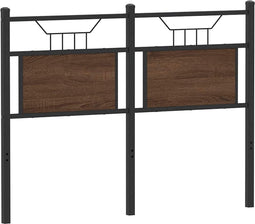 vidaXL - Hoofdbord - 120 - cm - bewerkt - hout - en - staal - bruin - eikenkleurig