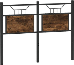 vidaXL - Hoofdbord - 120 - cm - bewerkt - hout - en - staal - gerookt - eikenkleurig