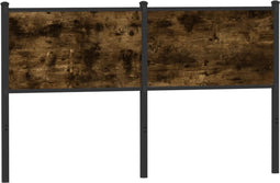 vidaXL - Hoofdbord - 140 - cm - bewerkt - hout - en - staal - gerookt - eikenkleurig
