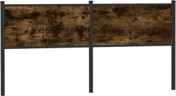 vidaXL - Hoofdbord - 160 - cm - bewerkt - hout - en - staal - gerookt - eikenkleurig