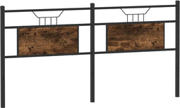 vidaXL - Hoofdbord - 160 - cm - bewerkt - hout - en - staal - gerookt - eikenkleurig
