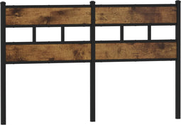 vidaXL - Hoofdbord - 160 - cm - ijzer - en - bewerkt - hout - gerookt - eikenkleurig
