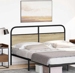 vidaXL - Hoofdbord - 160 - cm - staal - en - bewerkt - hout - sonoma - eikenkleurig