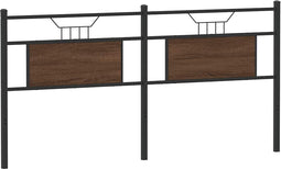 vidaXL - Hoofdbord - 180 - cm - bewerkt - hout - en - staal - bruin - eikenkleurig