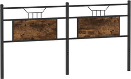 vidaXL - Hoofdbord - 180 - cm - bewerkt - hout - en - staal - gerookt - eikenkleurig