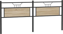 vidaXL - Hoofdbord - 193 - cm - spaanplaat - sonoma - eikenkleurig - hout - en - staal