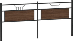 vidaXL - Hoofdbord - 200 - cm - bewerkt - hout - en - staal - bruin - eikenkleurig