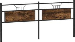 vidaXL - Hoofdbord - 200 - cm - bewerkt - hout - en - staal - gerookt - eikenkleurig