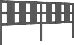 vidaXL - Hoofdbord - 205,5x4x100 - cm - massief - grenenhout - grijs