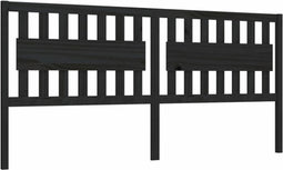vidaXL - Hoofdbord - 205,5x4x100 - cm - massief - grenenhout - zwart