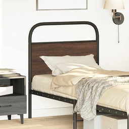 vidaXL - Hoofdbord - 80 - cm - bewerkt - hout - en - staal - bruin - eikenkleurig