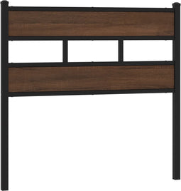 vidaXL - Hoofdbord - 90 - cm - bewerkt - hout - en - staal - bruin - eikenkleurig