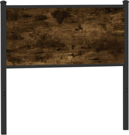 vidaXL - Hoofdbord - 90 - cm - bewerkt - hout - en - staal - gerookt - eikenkleurig