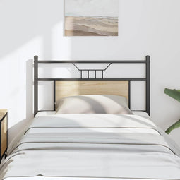 vidaXL - Hoofdbord - 90 - cm - spaanplaat - sonoma - eikenkleurig - hout - en - staal