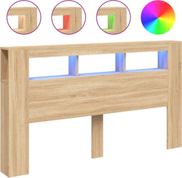 vidaXL - Hoofdbord - met - LED - 180x18,5x103,5 - cm - bewerkt - hout - sonoma - eiken
