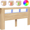 vidaXL - Hoofdbord - met - LED - 180x18,5x103,5 - cm - bewerkt - hout - sonoma - eiken