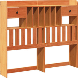 vidaXL - Hoofdbord - met - opbergruimte - 120 - cm - massief - grenenhout - wasbruin