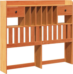 vidaXL - Hoofdbord - met - opbergruimte - 135 - cm - massief - grenenhout - wasbruin