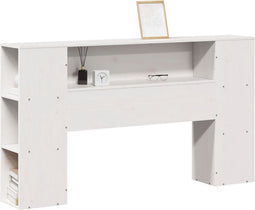 vidaXL - Hoofdbord - met - opbergruimte - 135 - cm - massief - grenenhout - wit