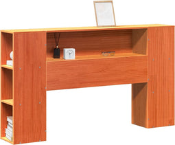 vidaXL - Hoofdbord - met - opbergruimte - 135 - cm - massief - grenenhout - wasbruin