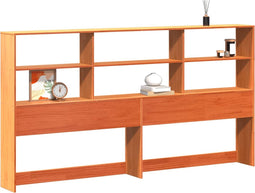 vidaXL - Hoofdbord - met - opbergruimte - 200 - cm - massief - grenenhout - wasbruin