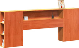 vidaXL - Hoofdbord - met - opbergruimte - 200 - cm - massief - grenenhout - wasbruin