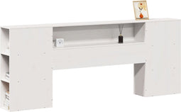 vidaXL - Hoofdbord - met - opbergruimte - 200 - cm - massief - grenenhout - wit