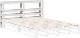 vidaXL - Hoofdbord - met - schappen - 140 - cm - massief - grenenhout - wit