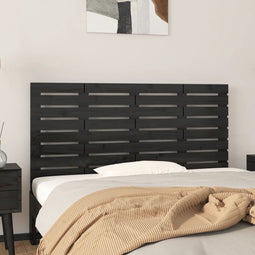 vidaXL - Hoofdbord - wandmontage - 146x3x63 - cm - massief - grenenhout - zwart