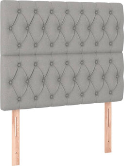 vidaXL - Hoofdborden - 2 - st - 100x7x78/88 - cm - stof - lichtgrijs