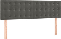 vidaXL - Hoofdborden - 2 - st - 72x5x78/88 - cm - fluweel - donkergrijs
