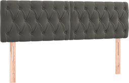 vidaXL - Hoofdborden - 2 - st - 72x7x78/88 - cm - fluweel - donkergrijs