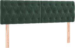 vidaXL - Hoofdborden - 2 - st - 72x7x78/88 - cm - fluweel - donkergroen