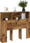 vidaXL - Hoofdbordkast - 120x19x103,5 - cm - bewerkt - hout - oud - houtkleurig