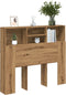 vidaXL - Hoofdbordkast - 120x19x103,5 - cm - bewerkt - hout - artisanaal - eiken