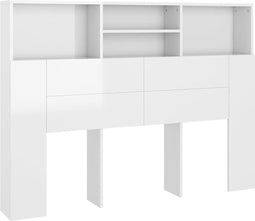 vidaXL - Hoofdbordkast - 140x19x103,5 - cm - hoogglans - wit