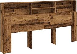 vidaXL - Hoofdbordkast - 200x19x103,5 - cm - bewerkt - hout - oud - houtkleurig