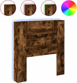 vidaXL - Hoofdbordkast - met - LED - 100x16,5x103,5 - cm - gerookt - eikenkleurig