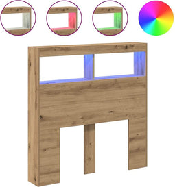 vidaXL - Hoofdbordkast - met - LED - 100x17x102 - cm - artisan - eikenkleurig