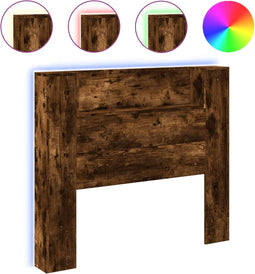 vidaXL - Hoofdbordkast - met - LED - 120x16,5x103,5 - cm - gerookt - eikenkleurig