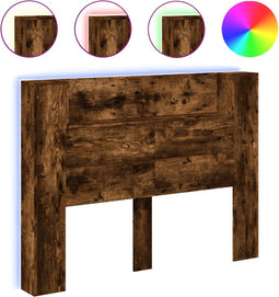 vidaXL - Hoofdbordkast - met - LED - 140x16,5x103,5 - cm - gerookt - eikenkleurig