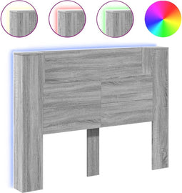 vidaXL - Hoofdbordkast - met - LED - 140x16,5x103,5 - cm - grijs - sonoma