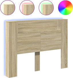 vidaXL - Hoofdbordkast - met - LED - 140x16,5x103,5 - cm - sonoma - eikenkleurig